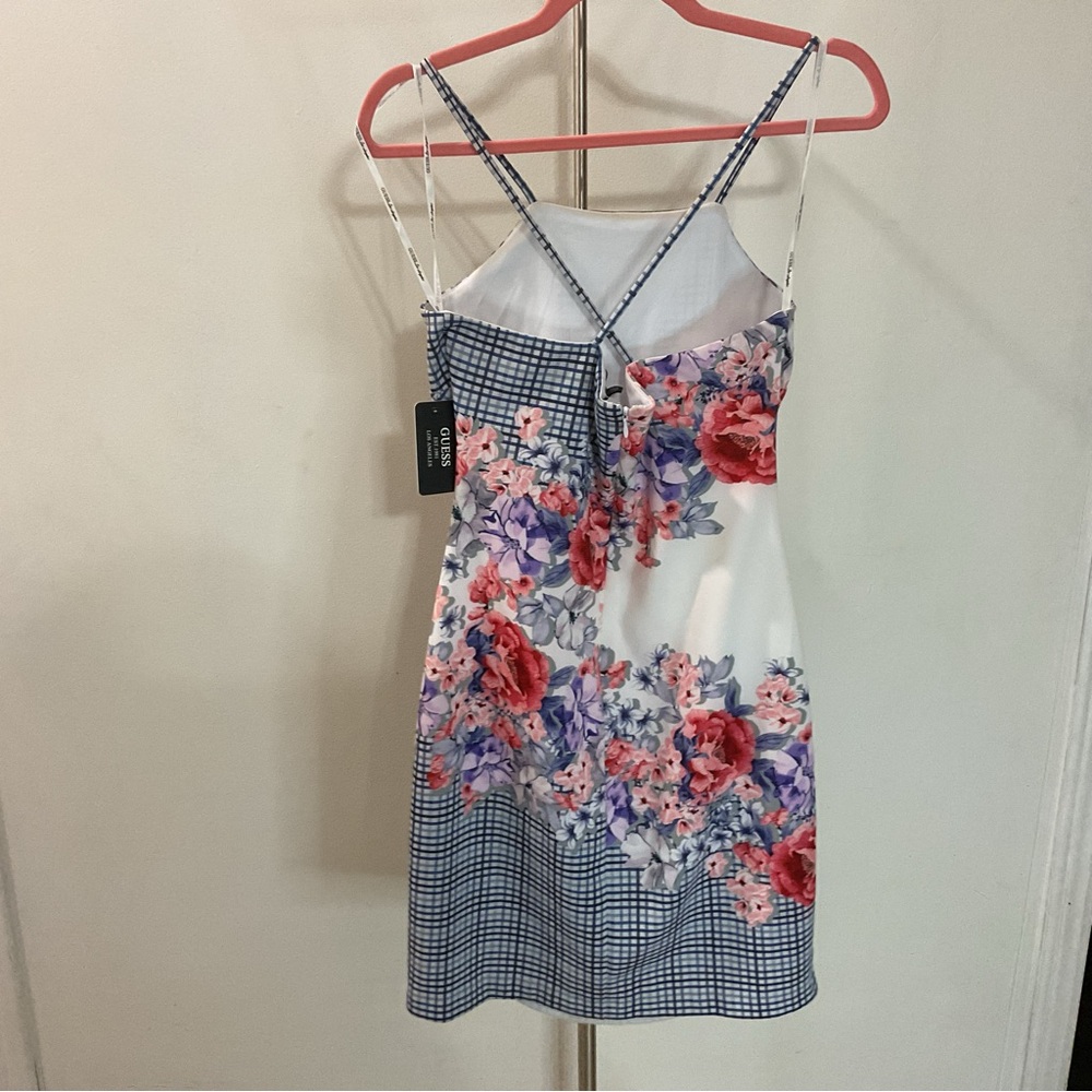 Guess Floral Checkered Mini Dress Size 12 NWT - Picture 8 of 13